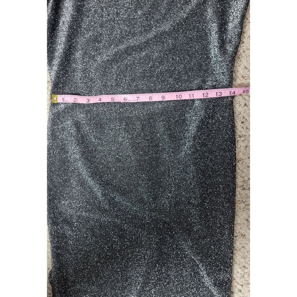 Topshop Black Silver Glitter Open Midi Cocktail Night Out Dress Size 6 - Picture 5 of 12